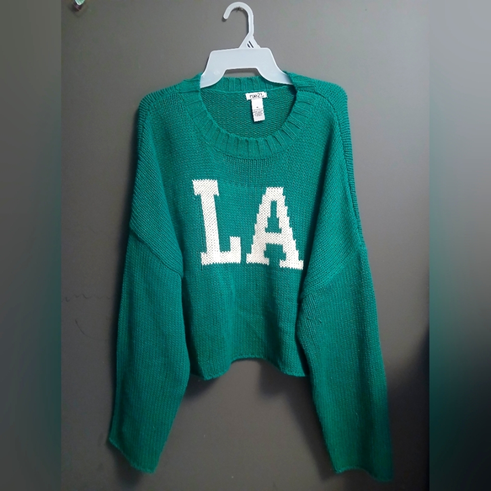 Rue21 Womens XL Green LA Crew Neck Sweater